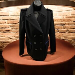 BCBG Women’s Wool Black Double-Breasted Peacoat EUC